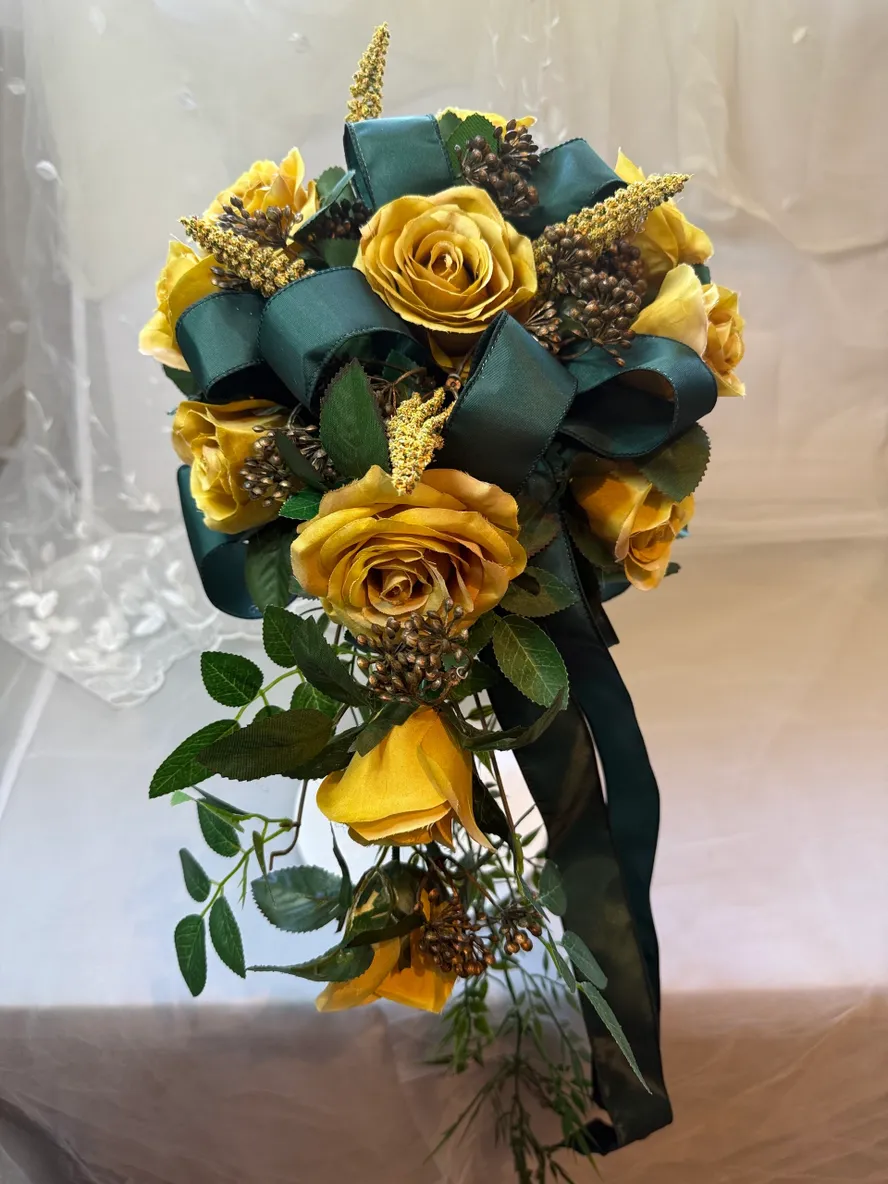 Brown Roses and Greens 12 Piece Wedding Flowers Package - Image 2