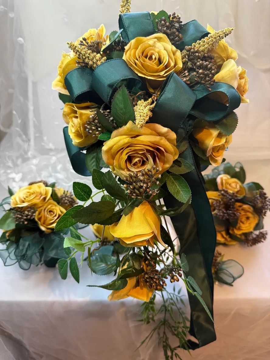 Brown Roses and Greens 12 Piece Wedding Flowers Package - Image 3