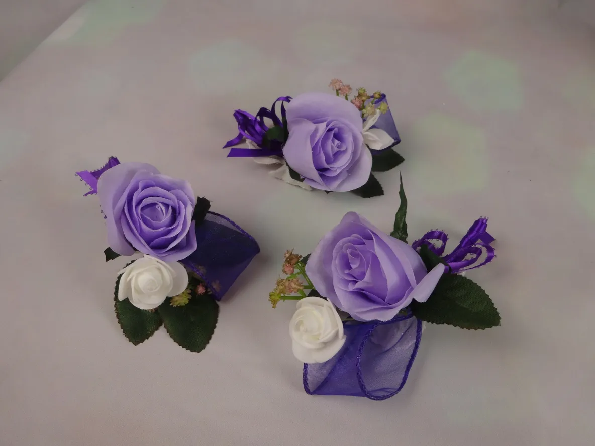 Purple & Pink Babys Breath Wedding Bouquet Package - 12 Piece - Image 8