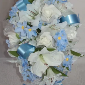 Blue Cascade Bridal Bouquet and 5 Piece Ensemble
