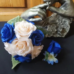 Royal Blue Bridal Bouquet & Matching Bout