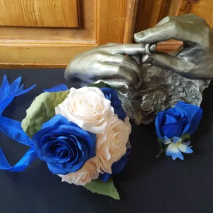 Royal Blue Bridesmaid Bouquet & Matching Bout
