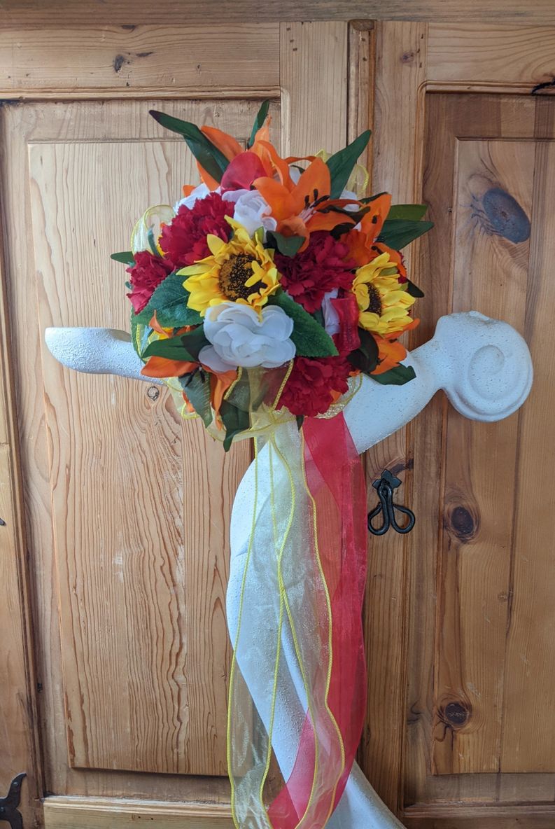 Sunflowers, Lillies & Carnations Bridal Bouquet & Bout - Image 5