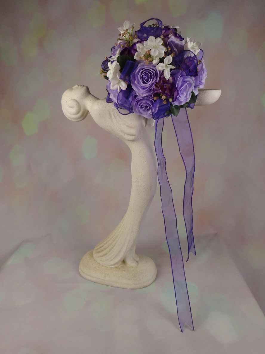 Purple & Pink Babys Breath Bridal Bouquet & Boutonniere