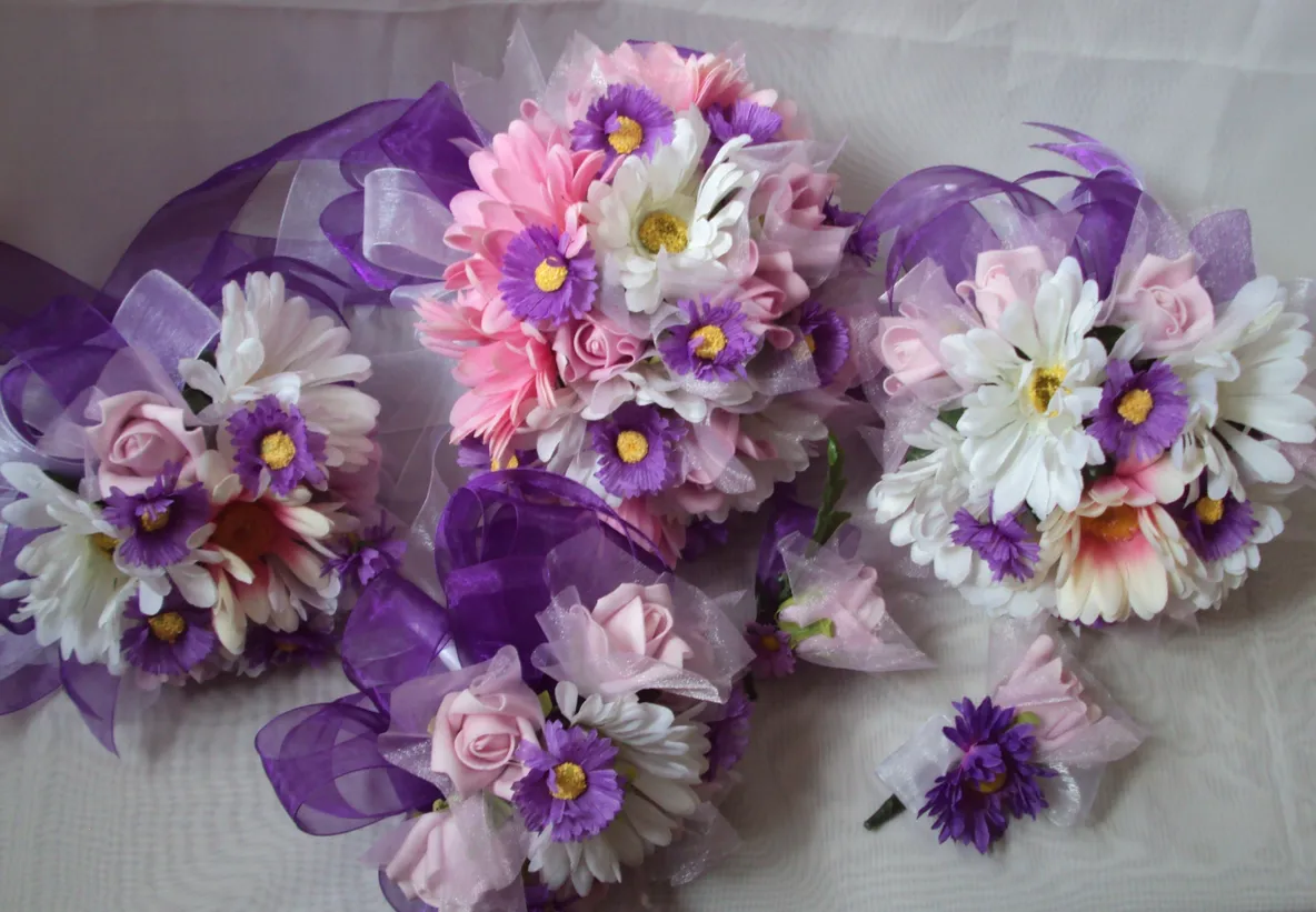 Pinks and Purples 12 Piece Wedding Flowers Package - Image 3