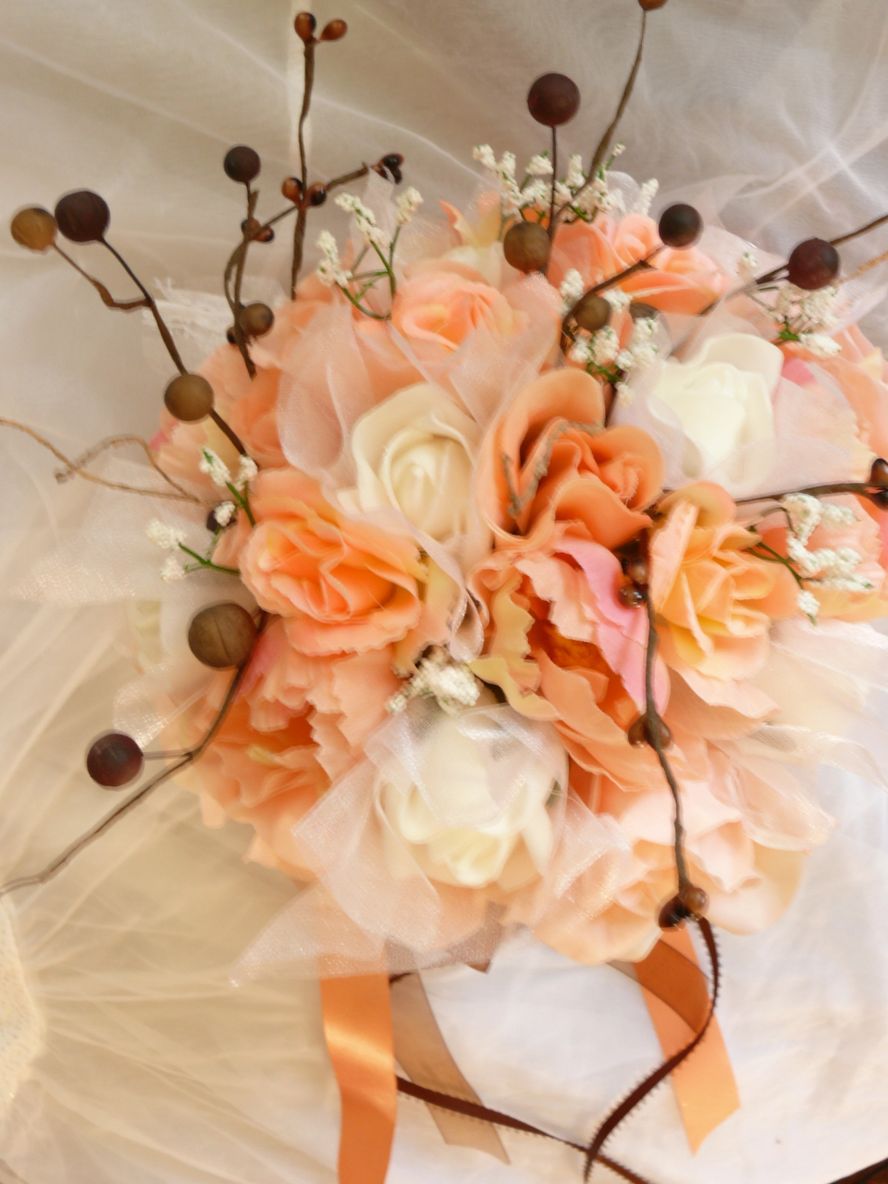 Orange Bridal Bouquet & Matching Bout