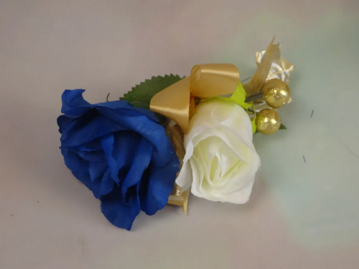 Royal Blue and Gold Bridal Bouquet 5 piece Package - Image 5