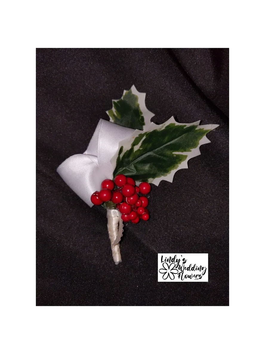 Dried Look Christmas Bridal Bouquet & Bout - Image 4
