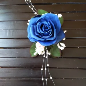 Blue Rose and Pearls Boutonniere