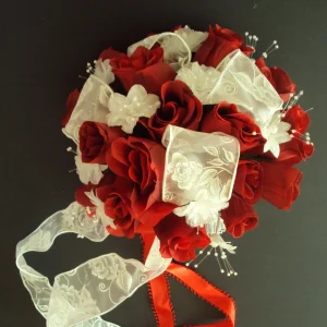 Red Roses Wedding Bridal Bouquet & Bout