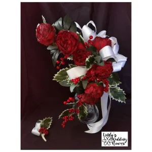 Dried Look Christmas Bridal Bouquet & Bout