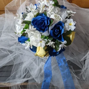 Royal Blue Bridal Bouquet & Matching Bout