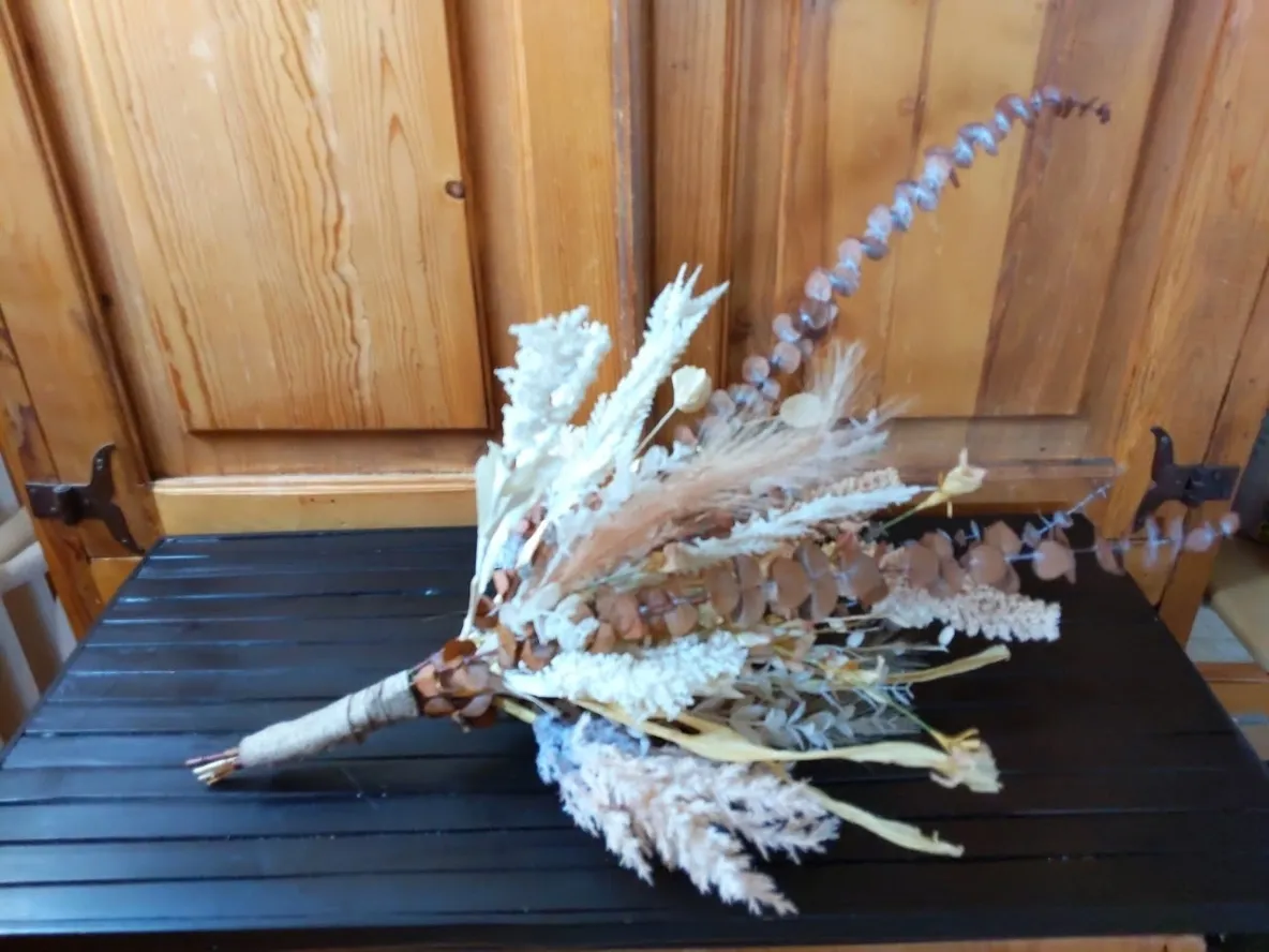Country Harvest Dried Bridal Bouquet & Matching Bout - Image 5