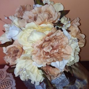 Pink Champagne and Cream Bridal Wedding Bouquet and Bout