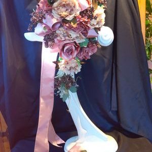 Pink Cascade Wedding Bouquet - 4 Piece Ensemble
