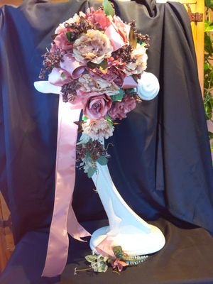 Pink Cascade Wedding Bouquet - 4 Piece Ensemble