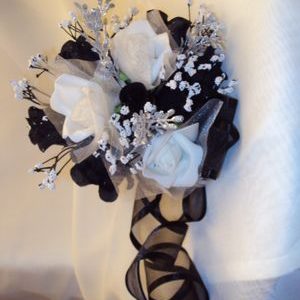 Black & White Affair 14" Bridal Bouquet & Matching Bout