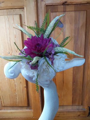 Magenta Bridesmaid Bouquet & Matching Bout - Image 2