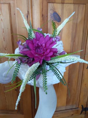 Magenta Bridesmaid Bouquet & Matching Bout - Image 4