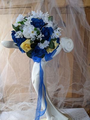 Royal Blue Bridal Bouquet & Matching Bout