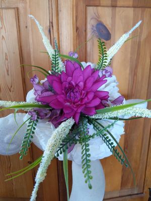 Magenta Bridesmaid Bouquet & Matching Bout - Image 11