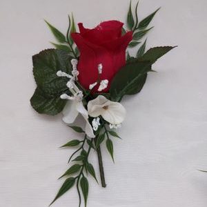 Red roses Cascading Bridal Bouquet & Bout