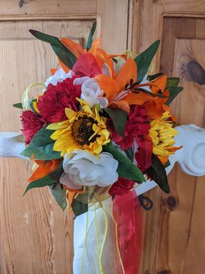 Sunflowers, Lillies & Carnations Bridal Bouquet & Bout - Image 4