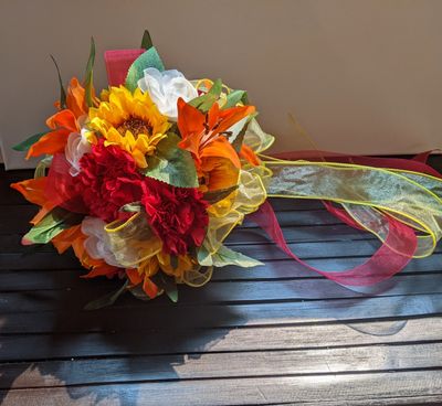 Sunflowers, Lillies & Carnations Bridal Bouquet & Bout - Image 8