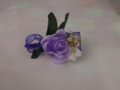 Purple & Pink Babys Breath Bridal Bouquet & Boutonniere - Image 2