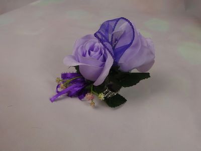 Purple & Pink Babys Breath Bridal Bouquet & Boutonniere - Image 6