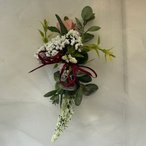 Burgundy and Blush Pink Bridal Bouquet & Boutonniere