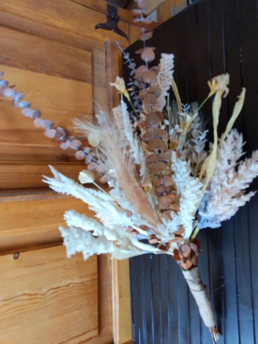 Country Harvest Dried Bridal Bouquet & Matching Bout - Image 2