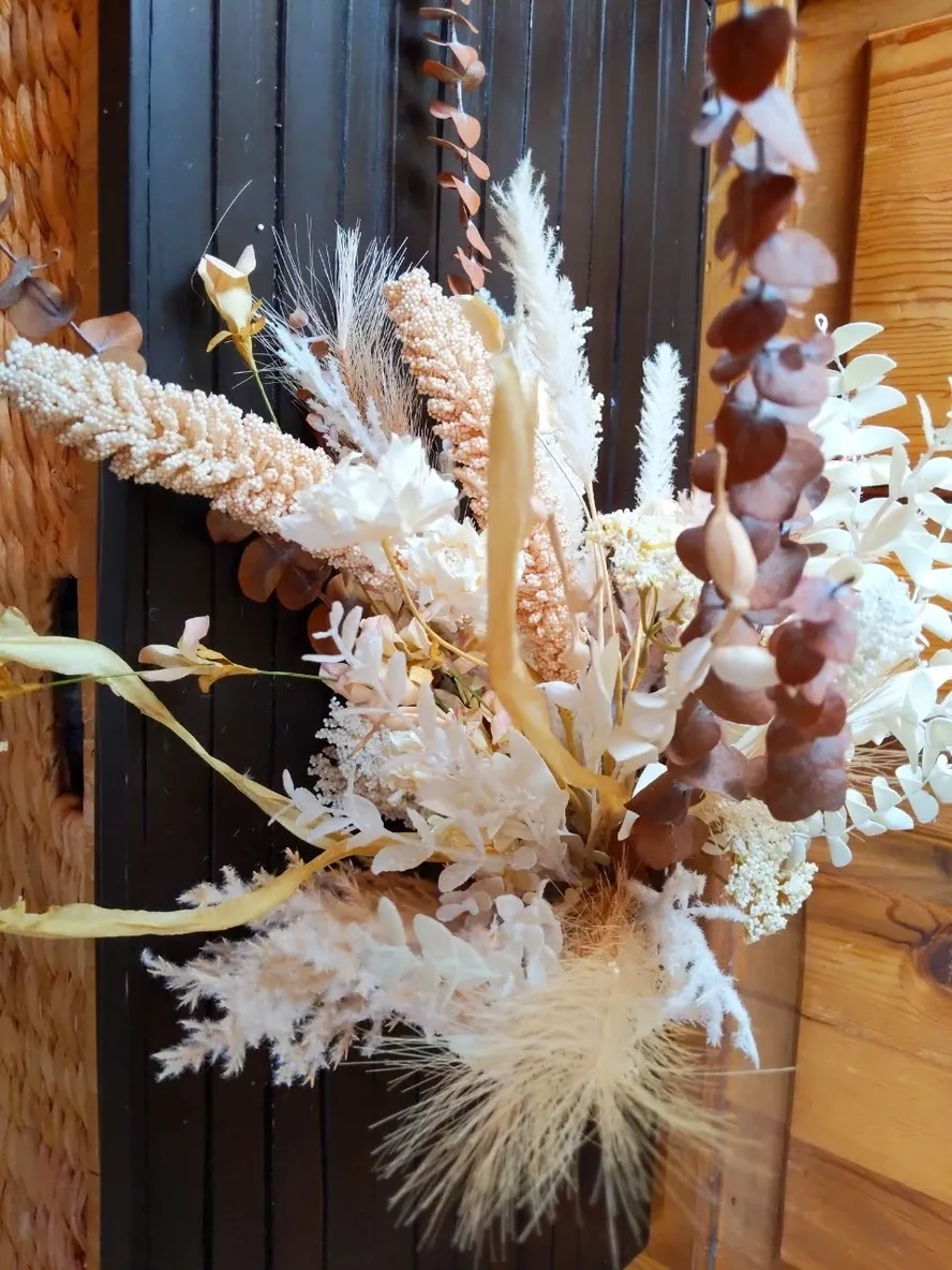 Country Harvest Dried Bridal Bouquet & Matching Bout